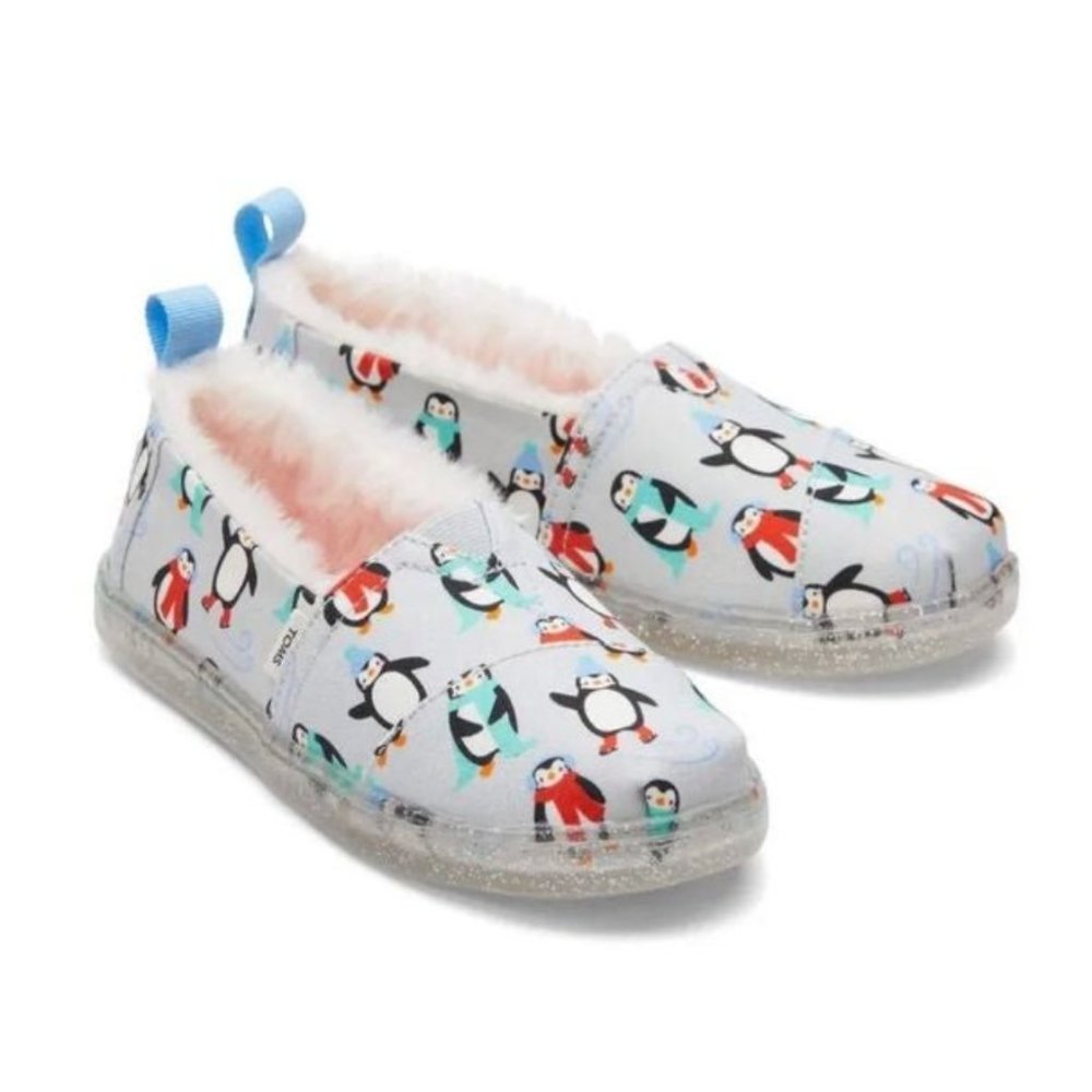 TOMS Alpargata Penguin Slip On Flats, size 3.5Y